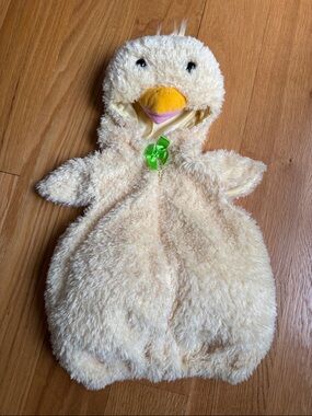 Plush Duck Hand Puppet with Green Bow, 9-12M